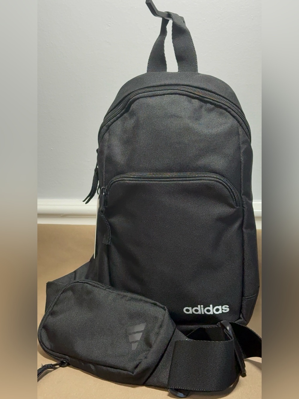 Adidas Essentials 2 Sling Black Crossbody Bag with Front Pouch